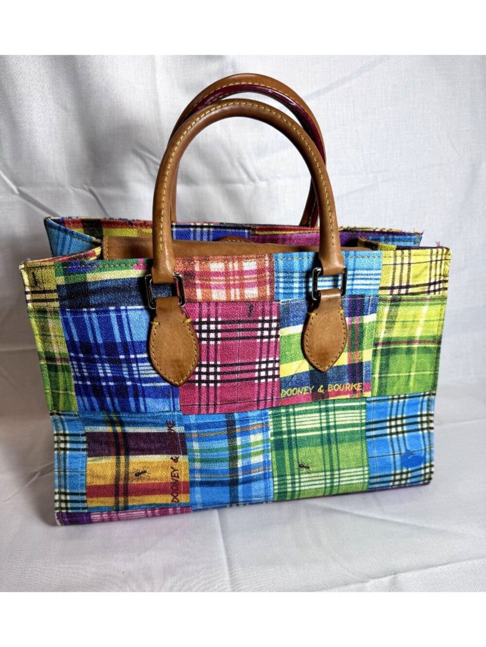 Dooney & Bourke Madras Plaid Picnic Ants Handbag Y2K Discontinued Collection